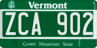 VT license plate ZCA902