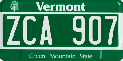 VT license plate ZCA907