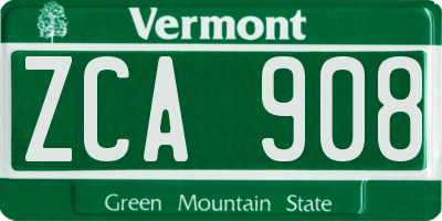 VT license plate ZCA908