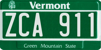 VT license plate ZCA911