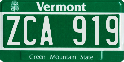VT license plate ZCA919