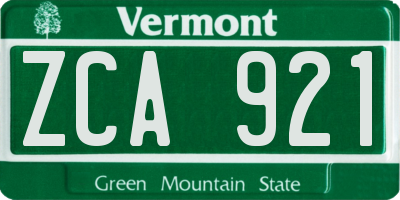 VT license plate ZCA921