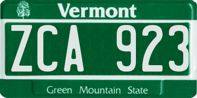 VT license plate ZCA923