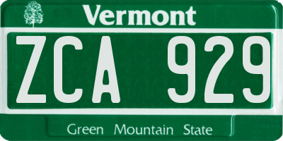 VT license plate ZCA929
