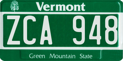 VT license plate ZCA948