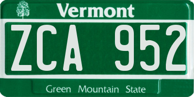 VT license plate ZCA952