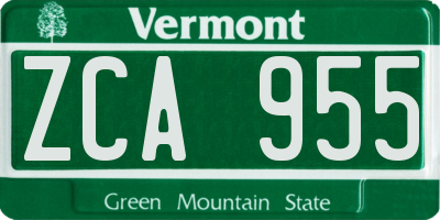 VT license plate ZCA955
