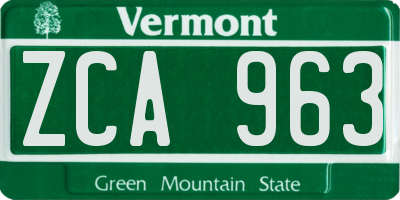 VT license plate ZCA963