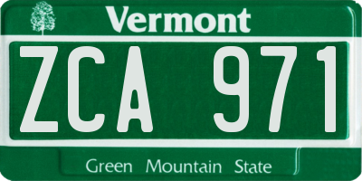 VT license plate ZCA971