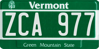 VT license plate ZCA977