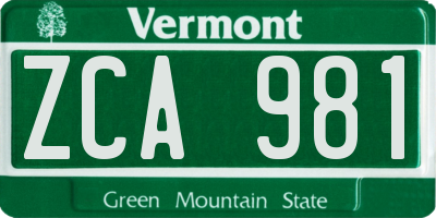 VT license plate ZCA981