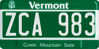 VT license plate ZCA983