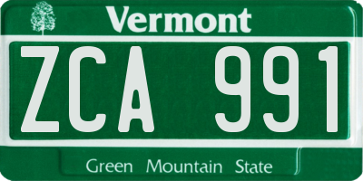 VT license plate ZCA991