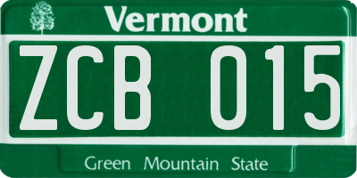 VT license plate ZCB015