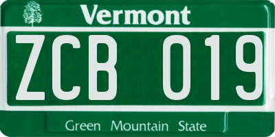 VT license plate ZCB019