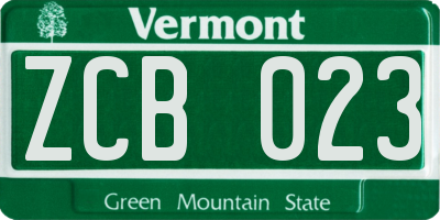 VT license plate ZCB023