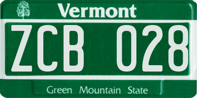 VT license plate ZCB028