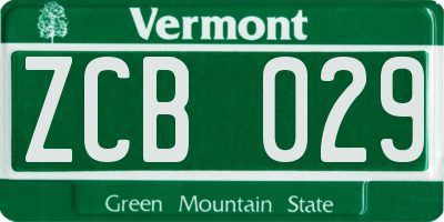 VT license plate ZCB029