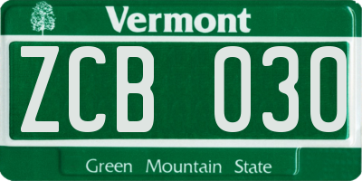 VT license plate ZCB030