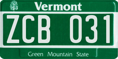 VT license plate ZCB031