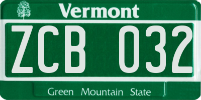 VT license plate ZCB032