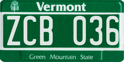 VT license plate ZCB036