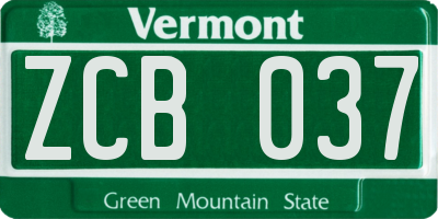 VT license plate ZCB037