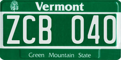 VT license plate ZCB040
