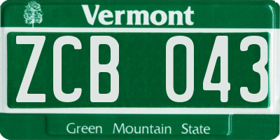 VT license plate ZCB043