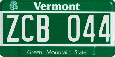 VT license plate ZCB044