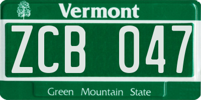 VT license plate ZCB047