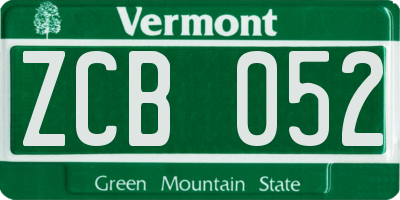 VT license plate ZCB052