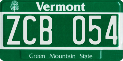 VT license plate ZCB054