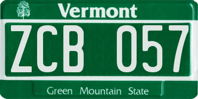 VT license plate ZCB057