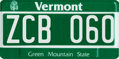 VT license plate ZCB060