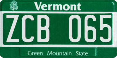 VT license plate ZCB065