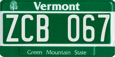 VT license plate ZCB067
