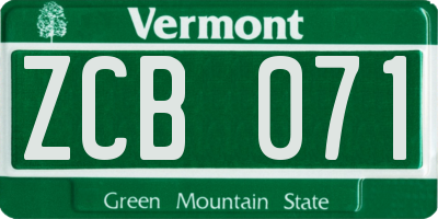 VT license plate ZCB071