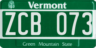 VT license plate ZCB073