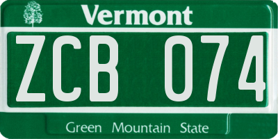 VT license plate ZCB074