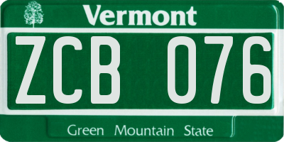 VT license plate ZCB076
