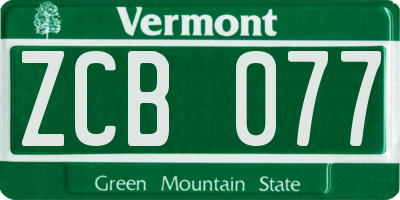 VT license plate ZCB077
