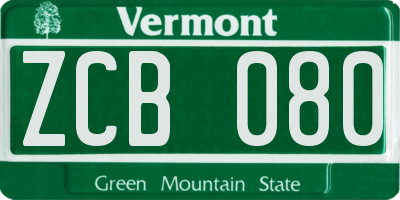 VT license plate ZCB080