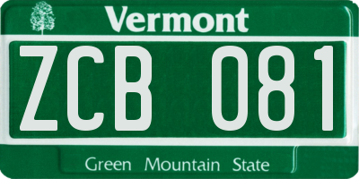 VT license plate ZCB081