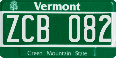 VT license plate ZCB082