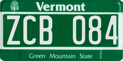 VT license plate ZCB084