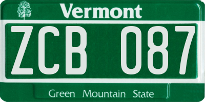 VT license plate ZCB087