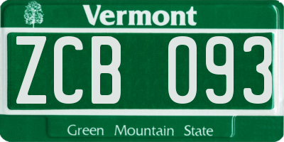 VT license plate ZCB093