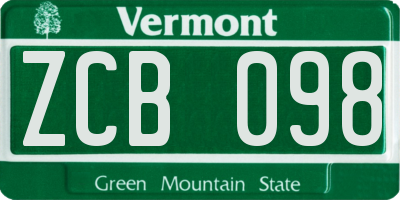 VT license plate ZCB098
