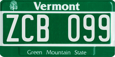 VT license plate ZCB099